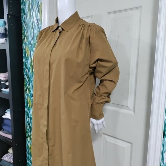 OFFICINE GENERALE Virginie Quiet Luxury Brown Modest Lagenlook Shirt Dress M - Picture 6 of 16